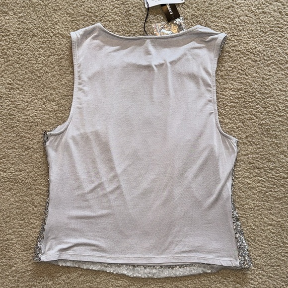 NWT Express Silver Sequin & Pearl Embellished Top - Picture 3 of 3